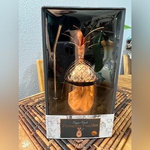 Stainless Steel Pineapple Copper Finish Cocktail Tumbler Shot Glasses New